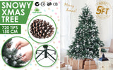 Home Ready 5Ft 150cm 720 tips Green Snowy Christmas Tree Xmas Pine Cones