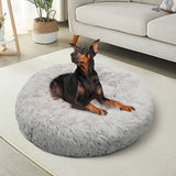 Pet Dog Bed Bedding Warm Plush Round Comfort Dog Nest Light Grey kennel XL 100cm