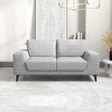 2 Seater Sofa Light Grey Fabric Lounge Set for Living Room Couch with Solid Wooden Frame Black Legs