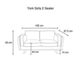 York Sofa 2 Seater Fabric Cushion Modern Sofa Blue Colour