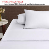 Accessorize White/Black Piped Hotel Deluxe Cotton Sheet Set Super King