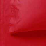 1000TC Ultra Soft Double Size Bed Red Flat & Fitted Sheet Set