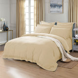 1000TC Tailored Double Size Yellow Cream Duvet Quilt Cover Set