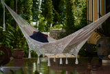 Outdoor undercover cotton Mayan Legacy hammock with hand crocheted tassels Queen Size Marble Colour